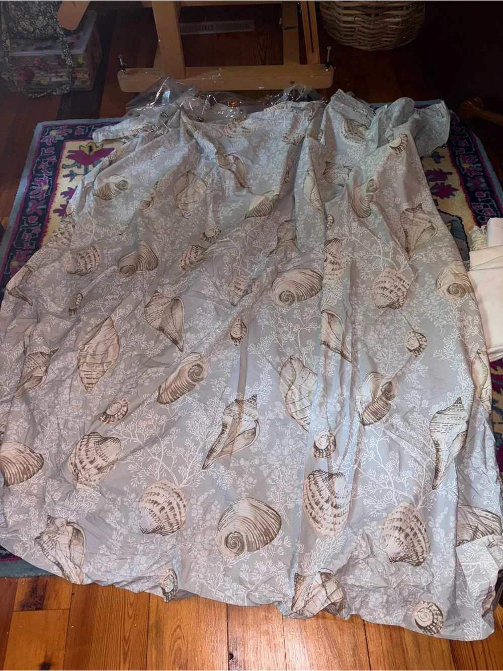 Pottery Barn Seashell Shell shower curtain beach coastal nautical decor bath